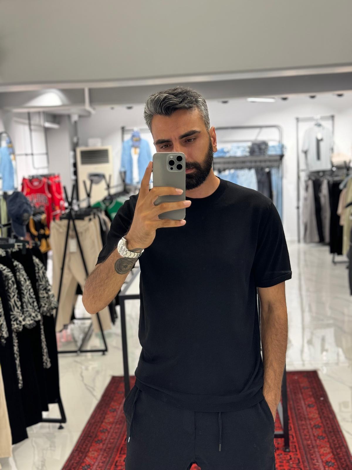 Pamuk Kumaş T-Shirt Siyah