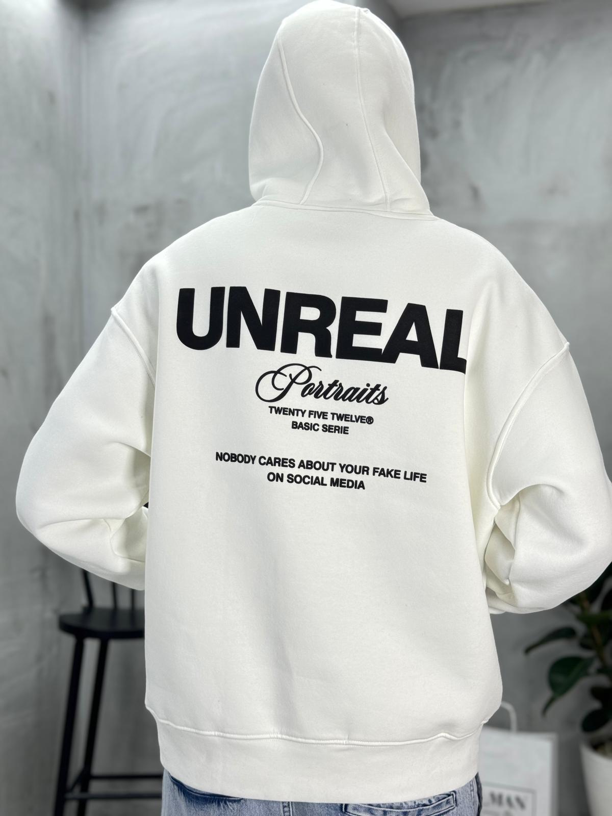 Unreal Baskılı Sweatshirt Beyaz