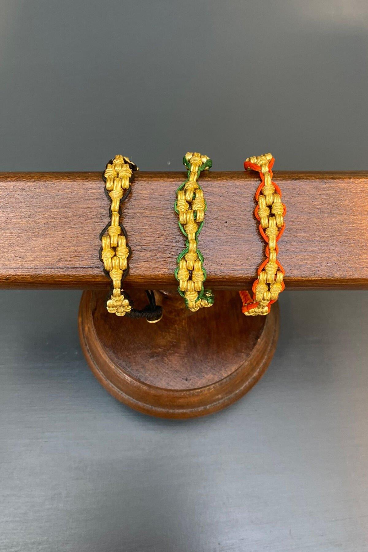 Gold Rengi Düğümlü Bronz Bileklik By-7192