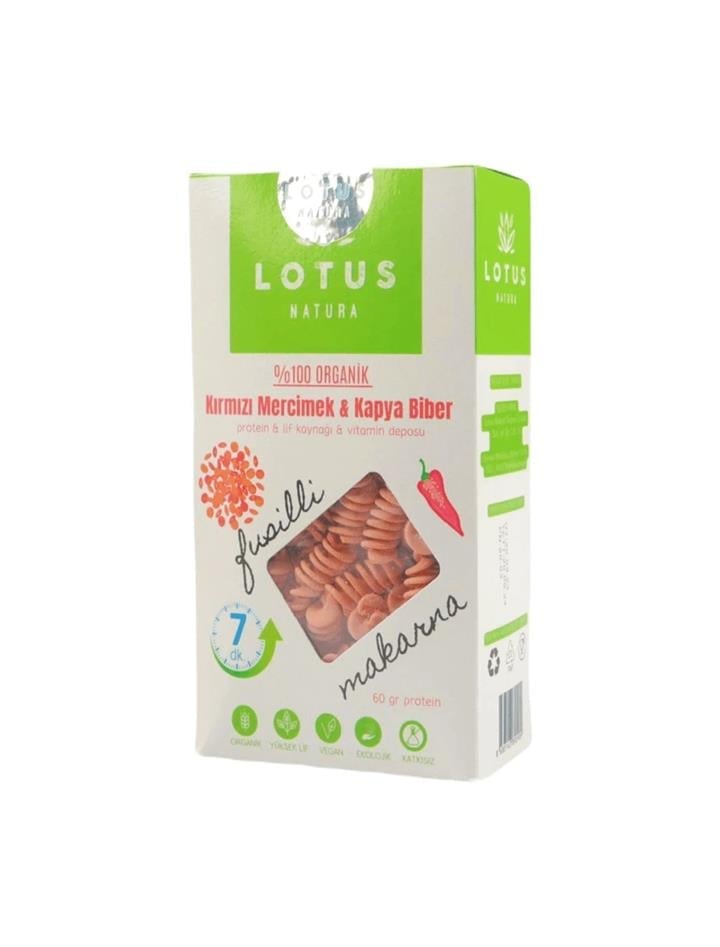 LOTUS ORGANİK KIRMIZI MERCİMEK KAPYA BİBER FUSİLLİ 200 GR