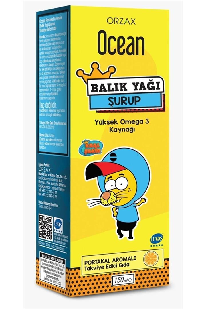 ORZAX OCEAN OMEGA 3 PORTAKALLI BALIK YAĞI ŞURUBU KRAL ŞAKİR