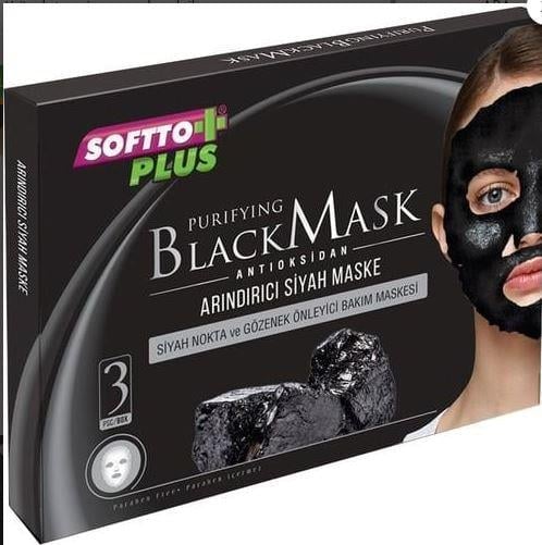 SOFTTO PLUS SİYAH KAĞIT MASKE 1 ADET