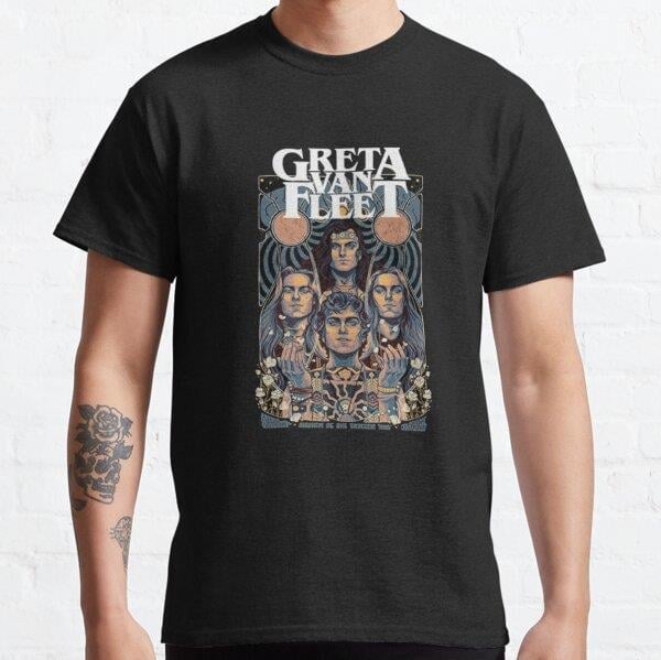 Greta Van Fleet T Shirt, Strange Horizons Greta Van Fleet Shirt, Retro Musical Shirt, Greta Van Fleet Rock Band Shirt, Boho Vintage Musician Shirt, Retro Greta Van Fleet T-shirt Tee Tasarım Baskılı Tişört (Bol kalıp t-shirt)