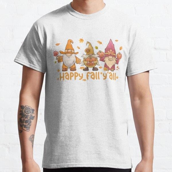 Happy Fall Y'all Gnomes Pumpkin Autumn , Fall Pumpkin Shirt, Women Fall Tees, Fall Season Shirts, Cute Pumpkin Shirt, Fall Tee Tasarım Baskılı Tişört (Rahat kalıp t-shirt)