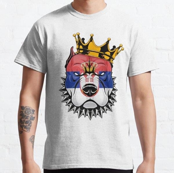 Unisex dog Flag Of Serbia - Gift For Serbian From Serbia , Serbia dog , Serbia gift, Serbia womens, Serbia mens, Serbia roots, Serbia flag, Serbia proud, Serbia pride Baskılı T-Shirt (Rahat Kalıp Tişört)