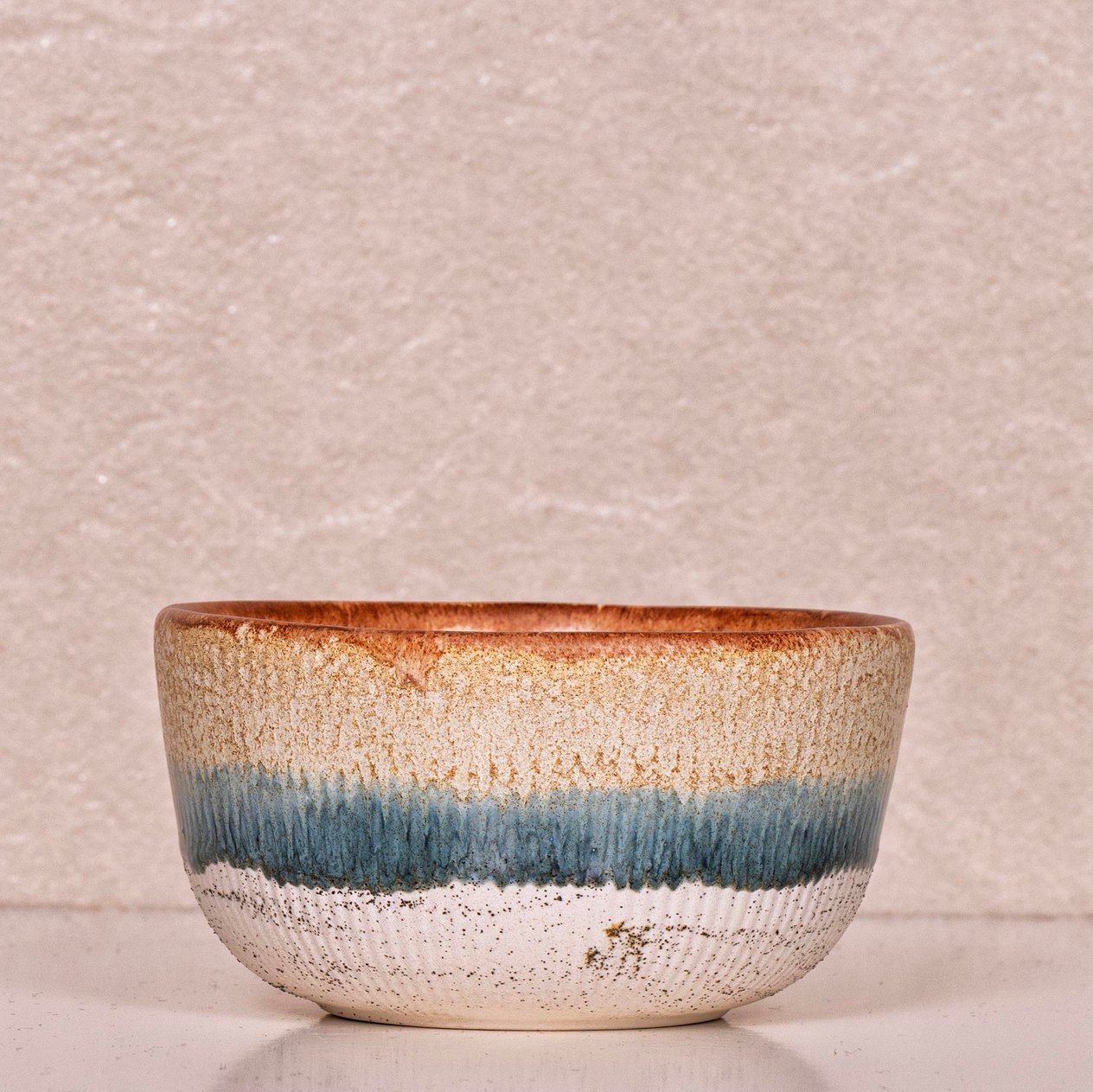 Turkuaz Turuncu Soft Kase 12x6cm - Seramik - El Yapımı