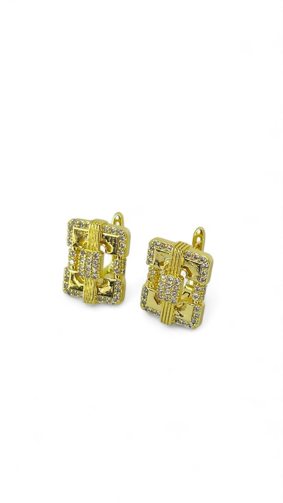 Mini Gold Taşlı Küpe