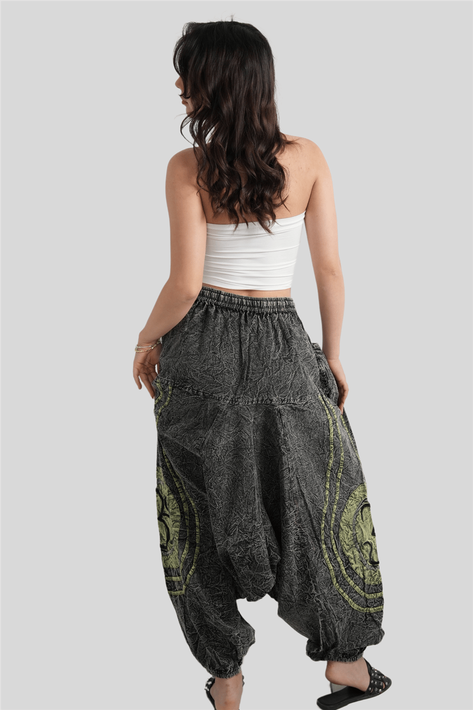 Gri Renk Unisex Bohem Nepal Şalvar