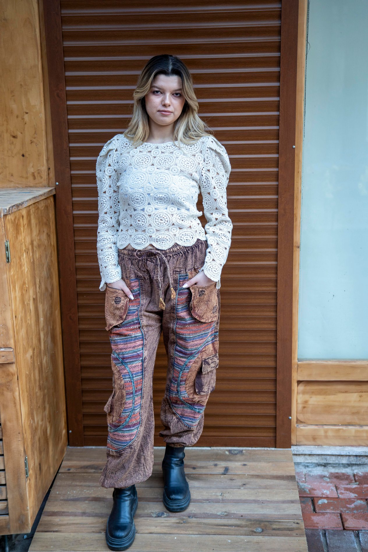Kahverengi Unisex Bohem Nepal Cepli Pantolon