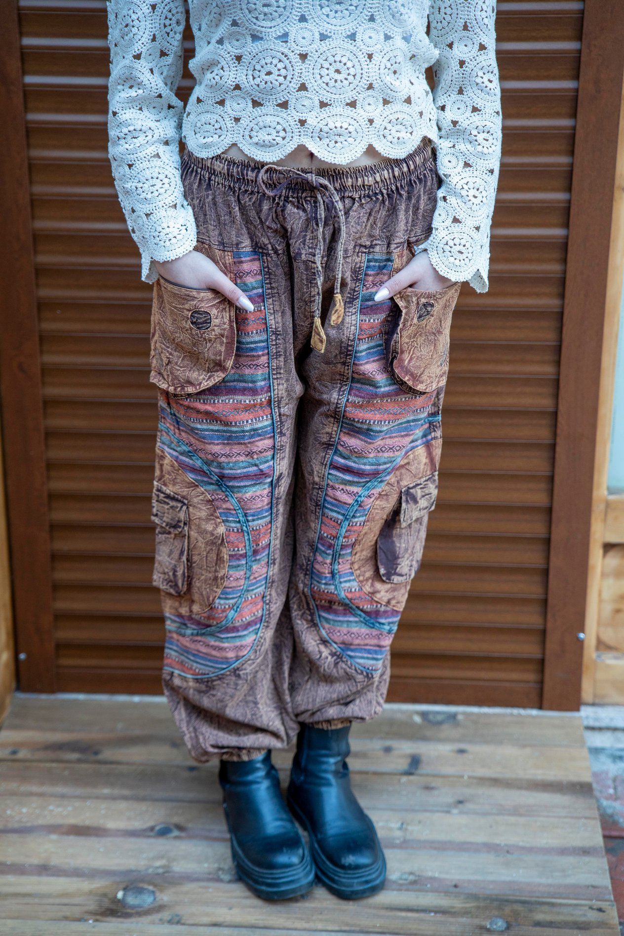 Kahverengi Unisex Bohem Nepal Cepli Pantolon