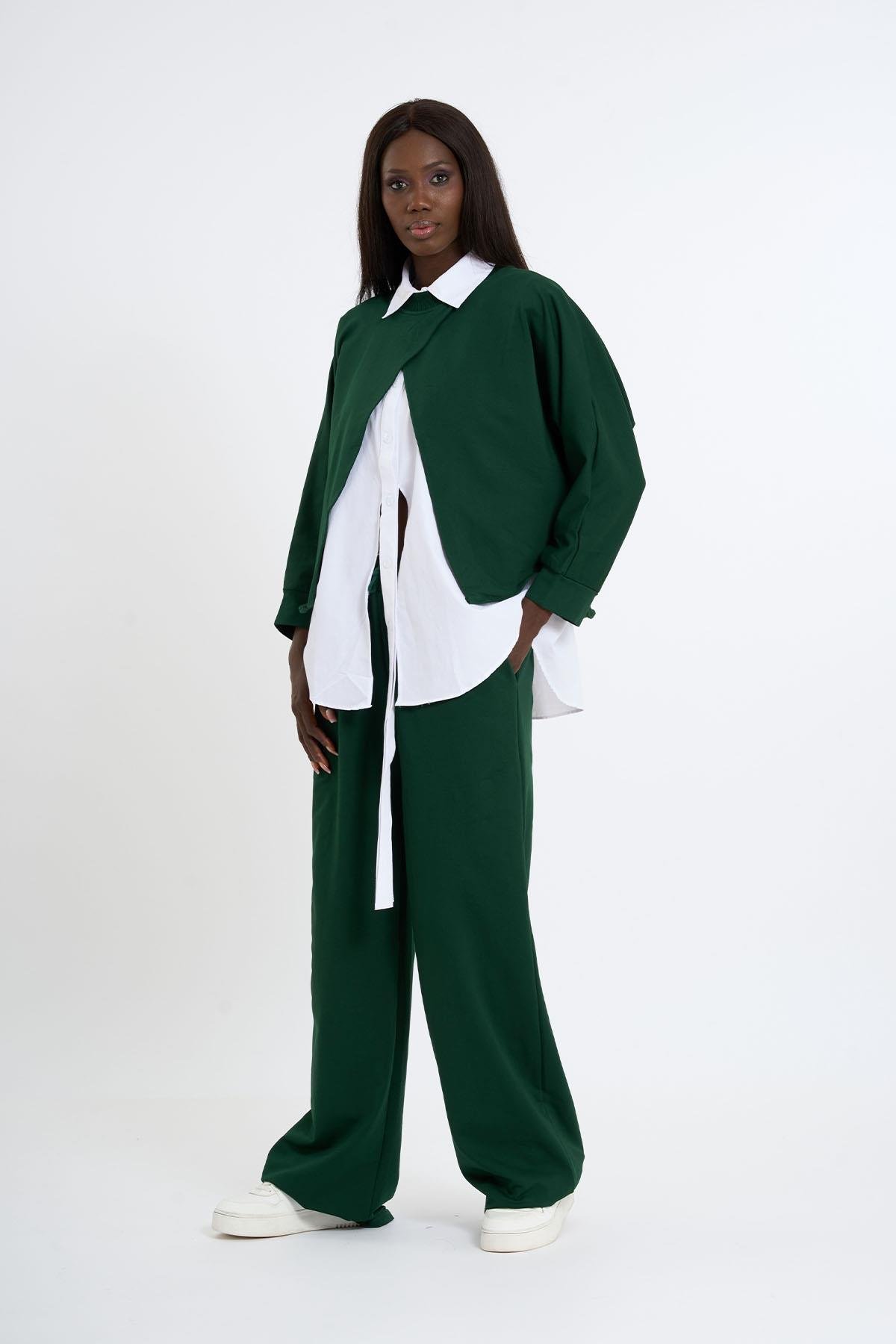 3 Lü spor penye takim DARK GREEN