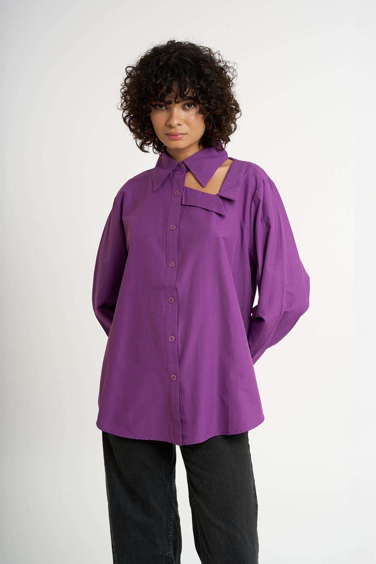 Chemise à double col | violet