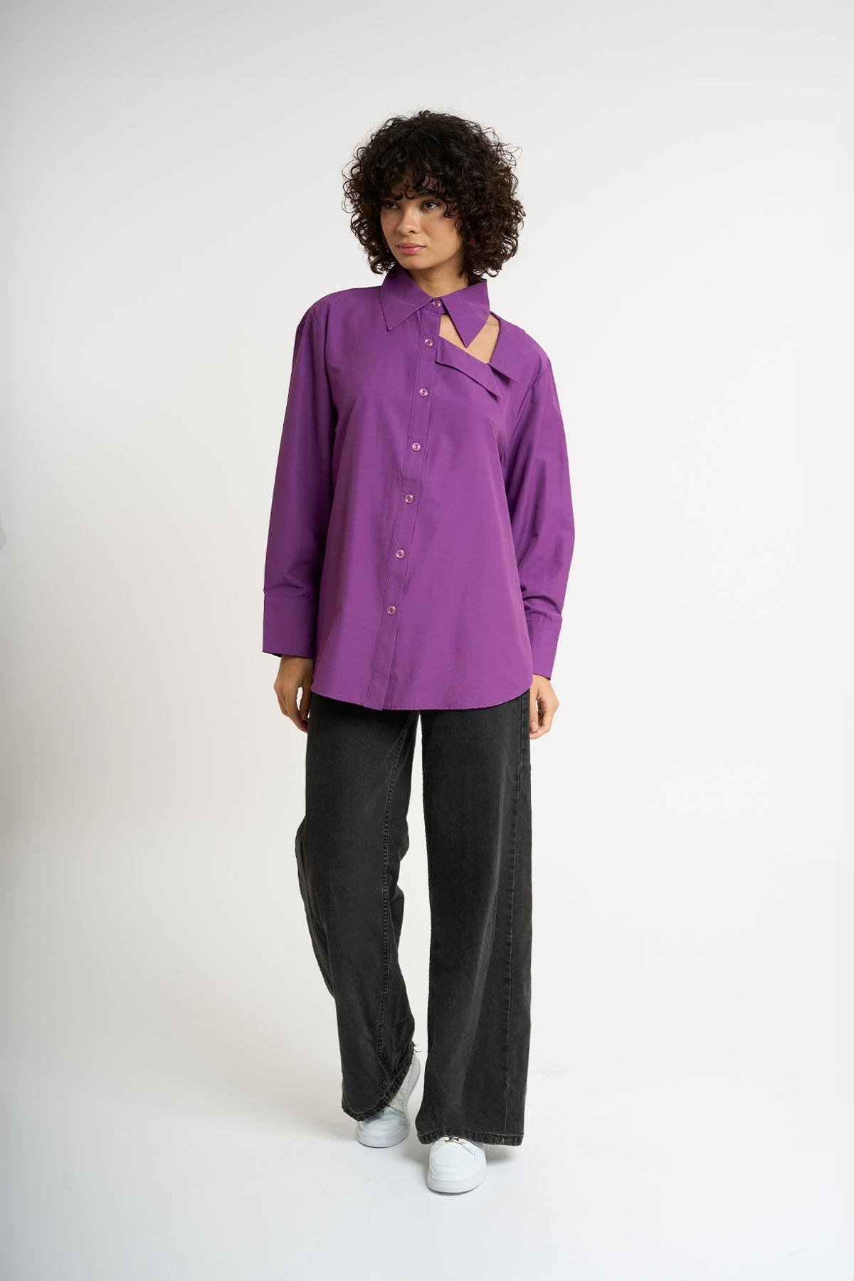 Chemise à double col | violet