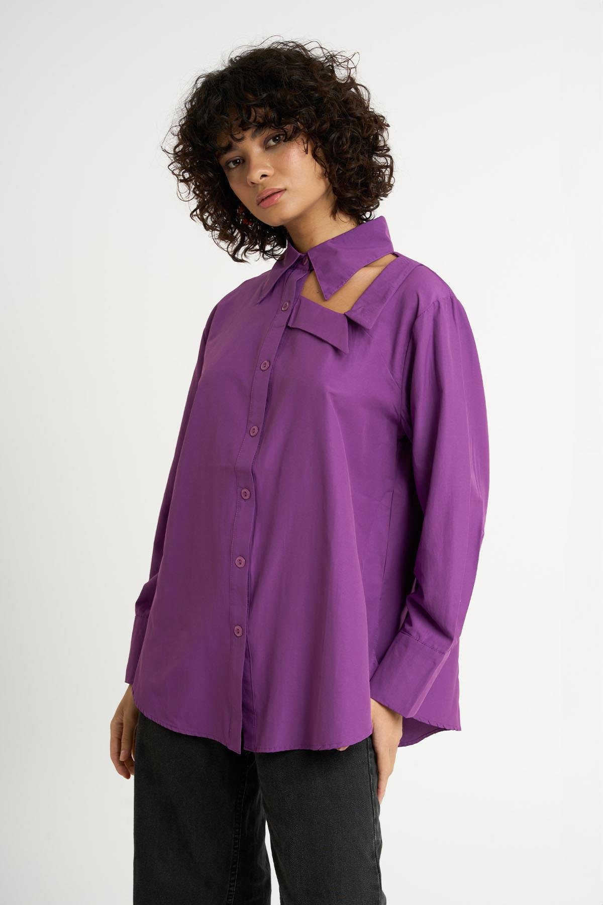 Chemise à double col | violet