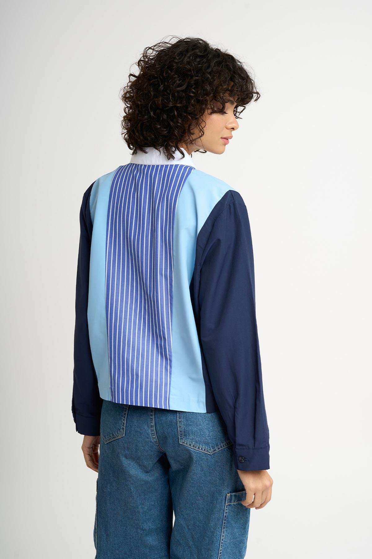Chemise grenat rayée | Bleu clair