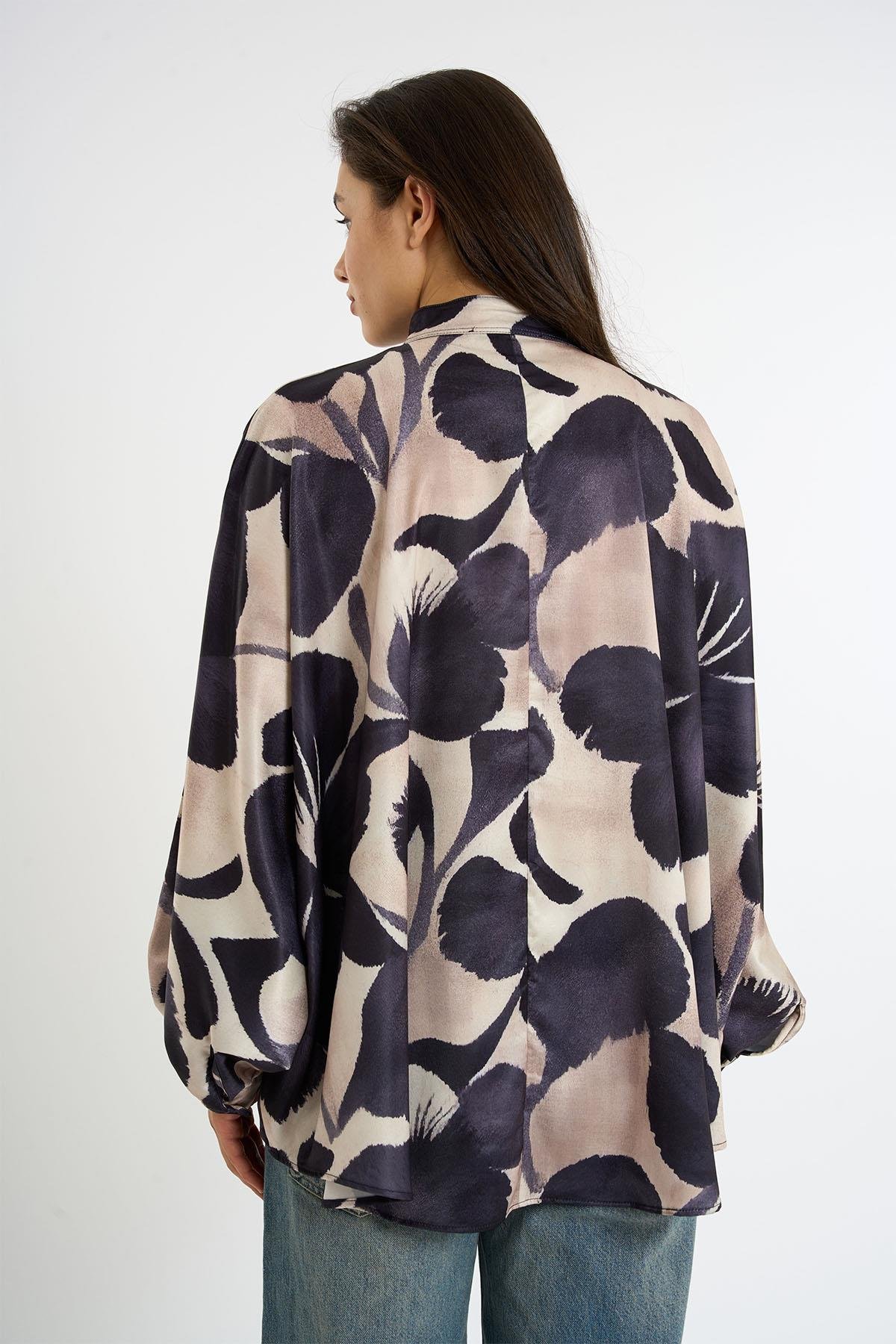 Patterned Satin Shirt | Black