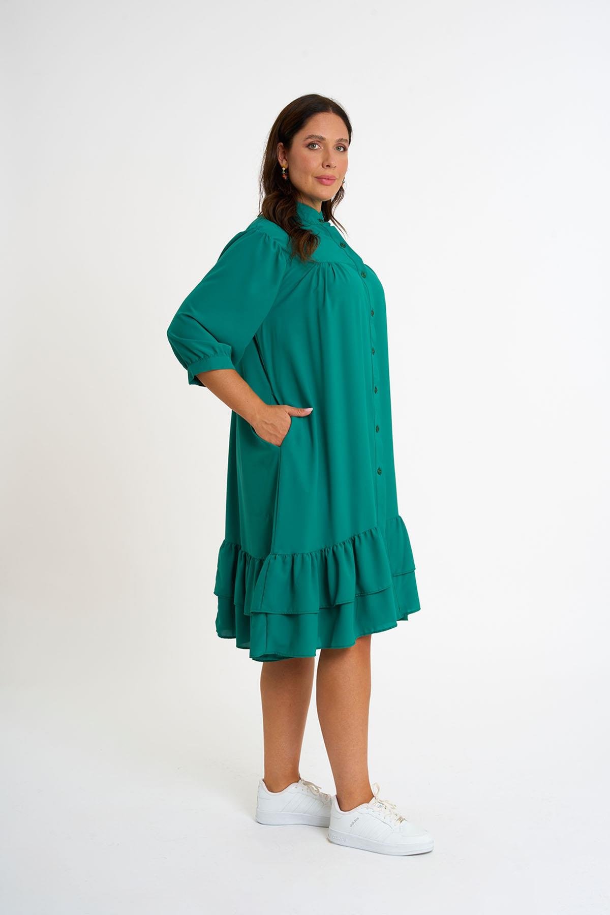 dugmeli elbıse GREEN