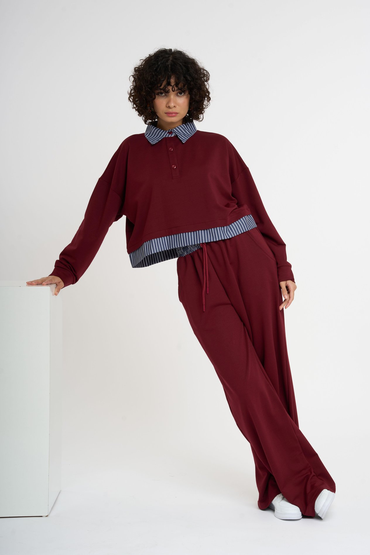 Ensemble de survêtement à col chemise | Bourgogne