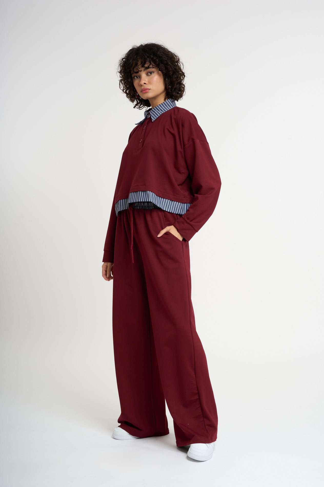 Ensemble de survêtement à col chemise | Bourgogne