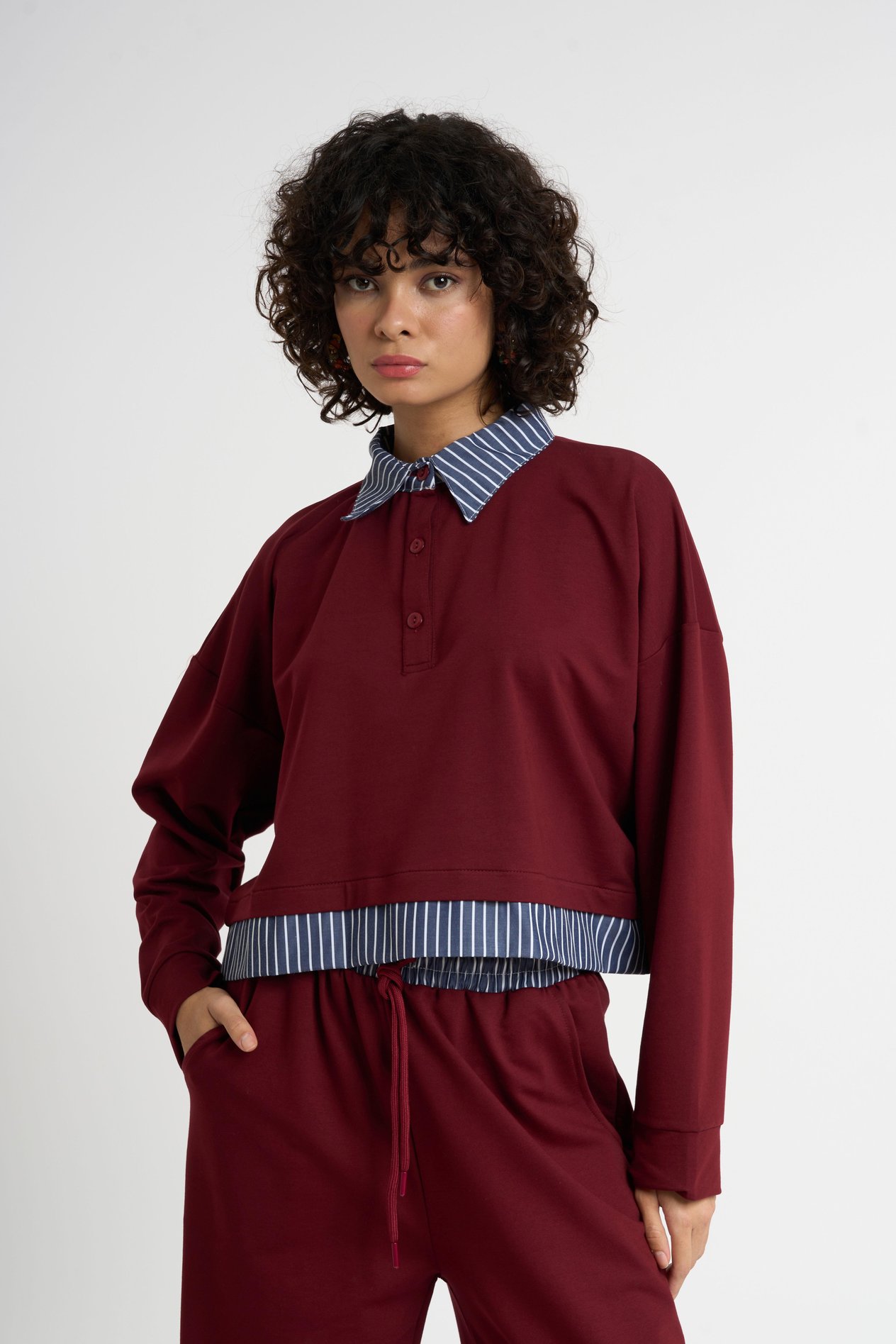 Ensemble de survêtement à col chemise | Bourgogne