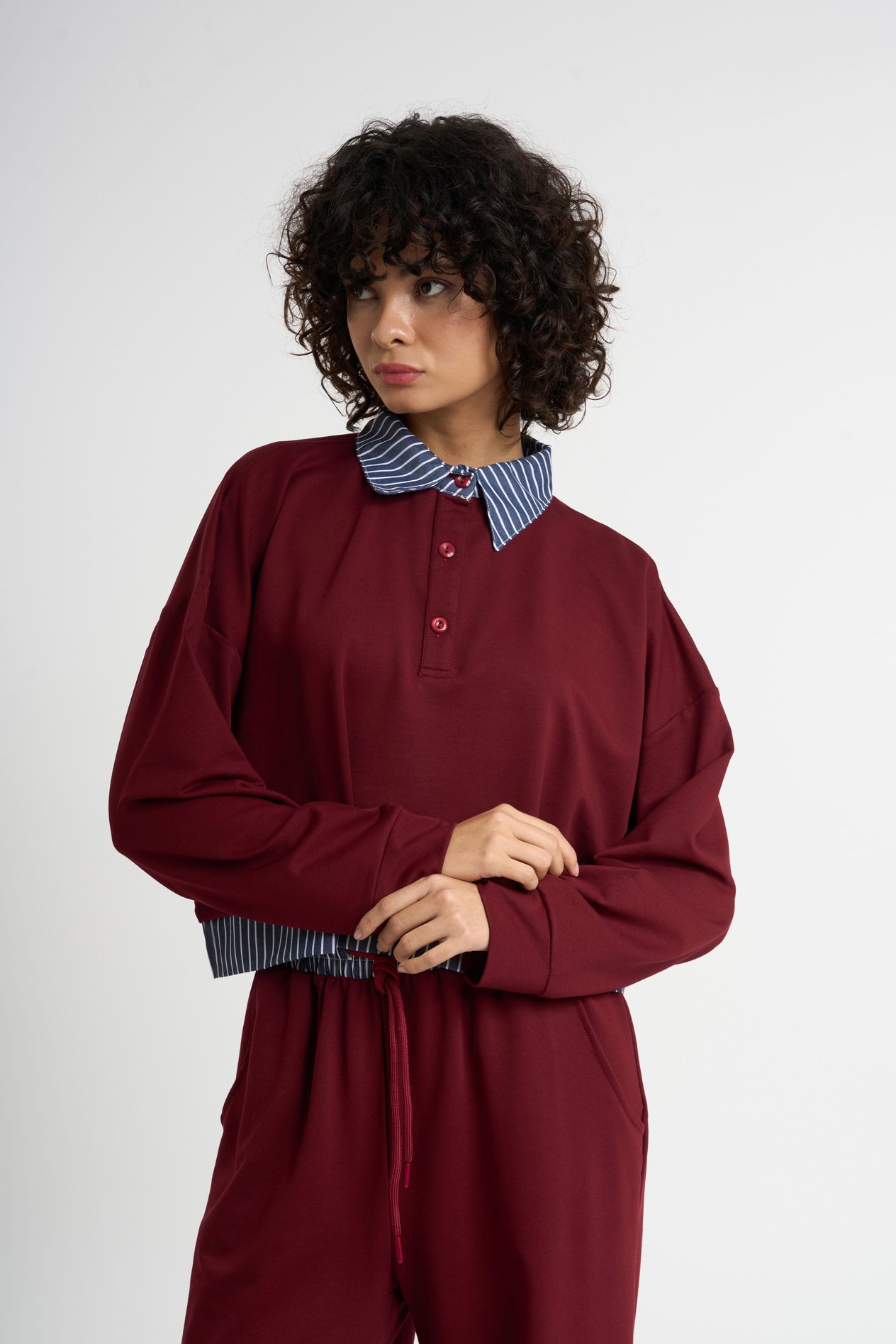 Ensemble de survêtement à col chemise | Bourgogne