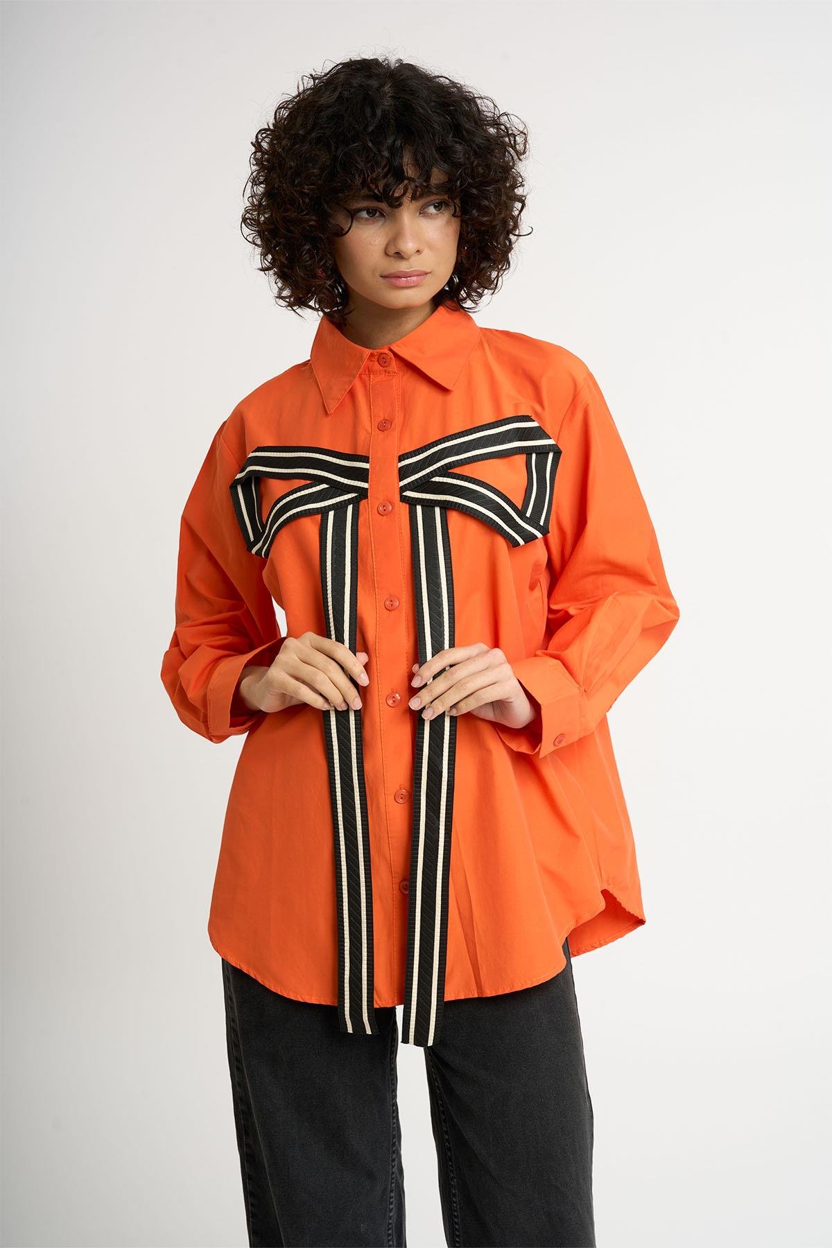 kurdeleli gomlek ORANGE