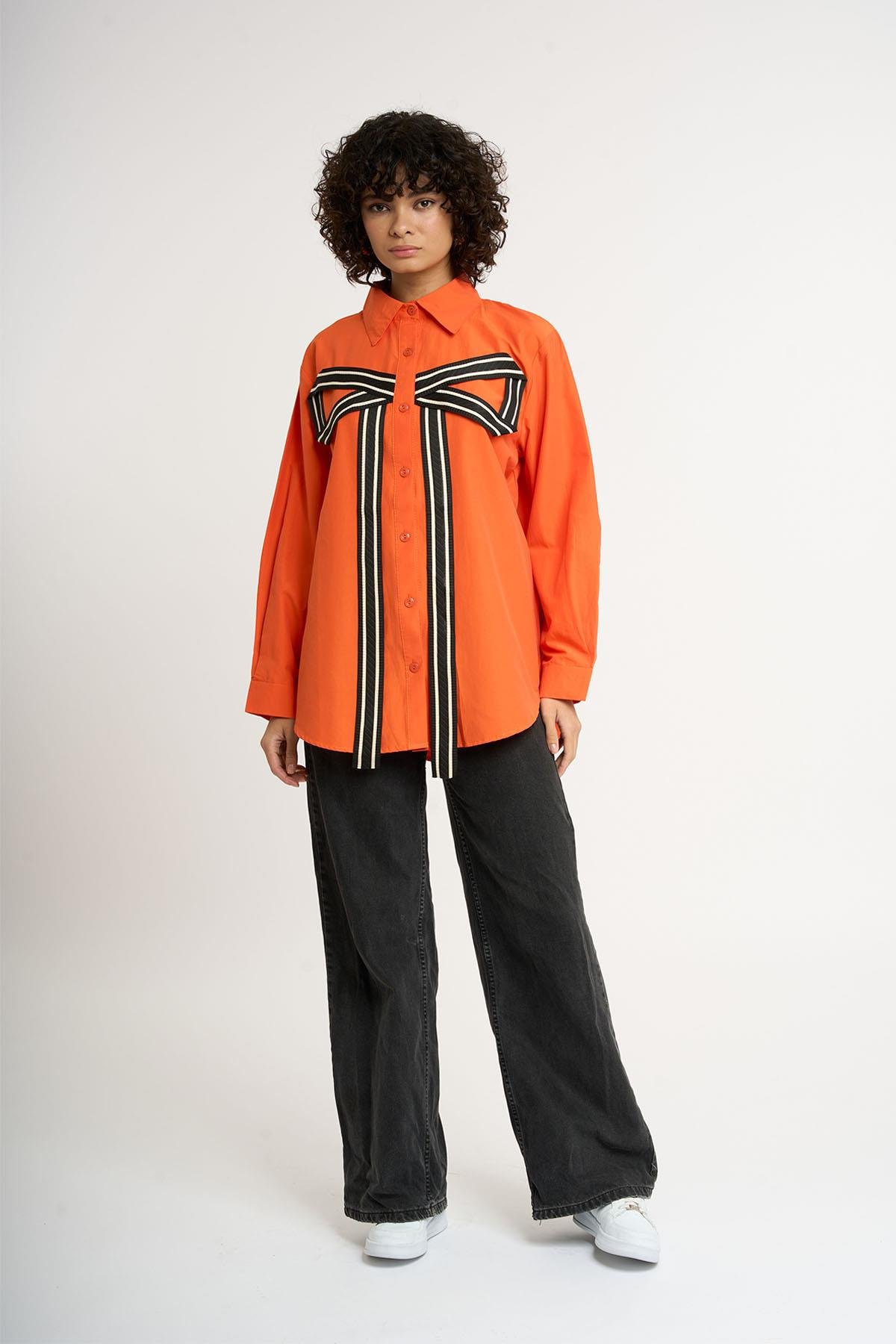 kurdeleli gomlek ORANGE