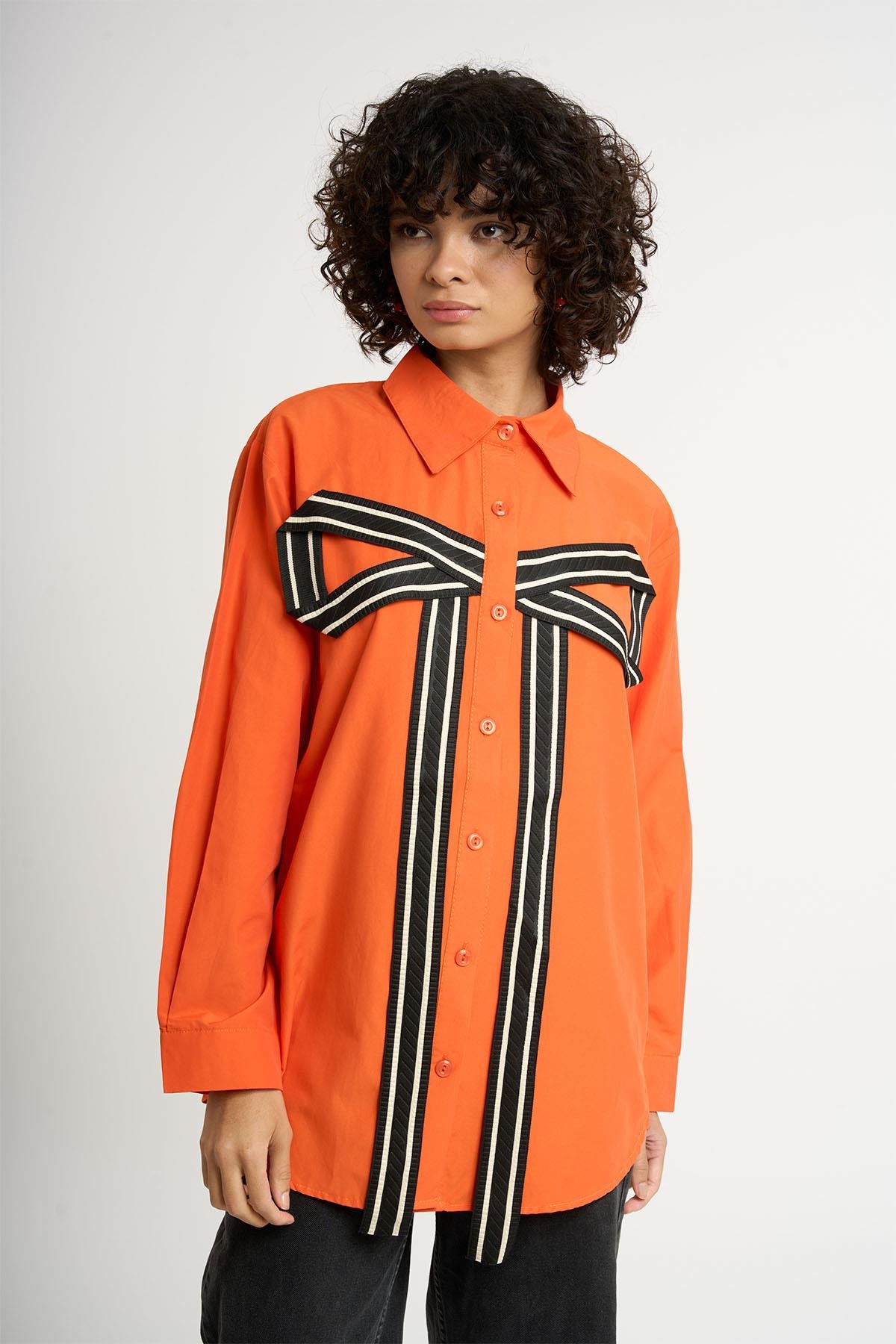 kurdeleli gomlek ORANGE