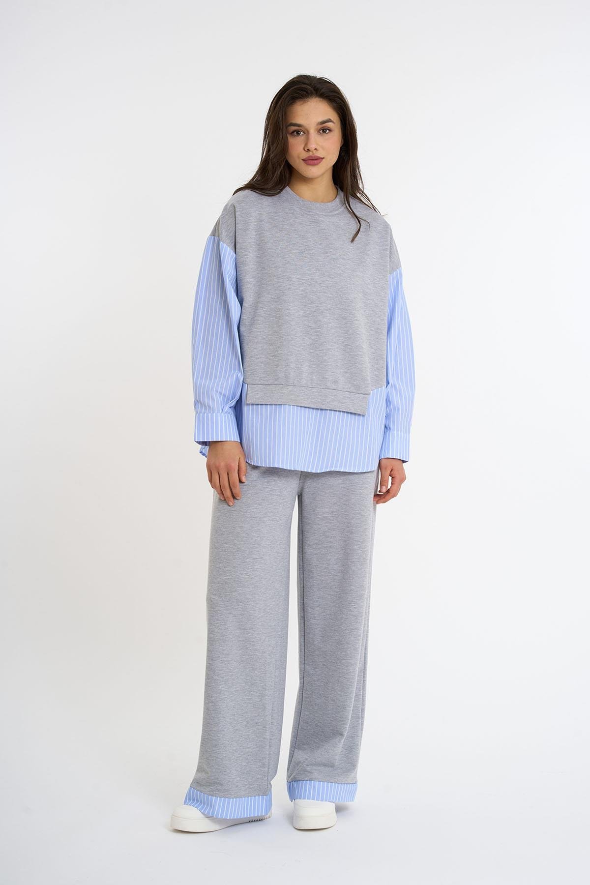 Trimmed Tracksuit Set| Gray