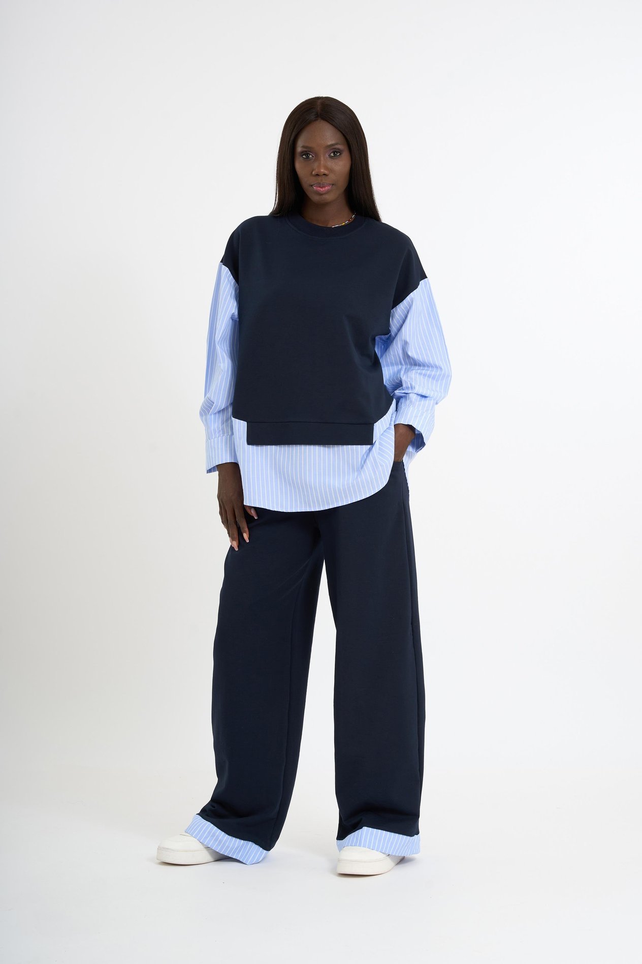 Trimmed Tracksuit Set | Navyblue