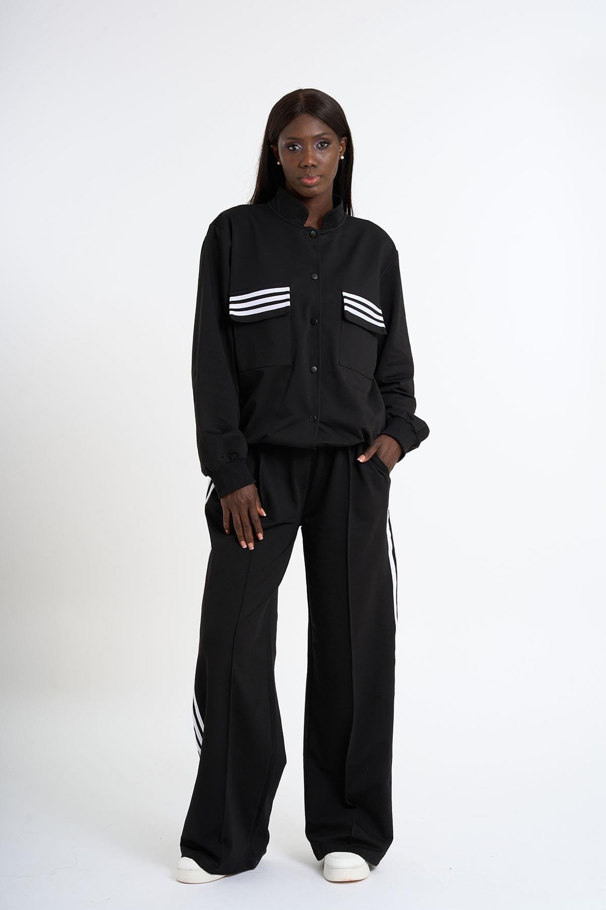 Spor şeritli takim BLACK
