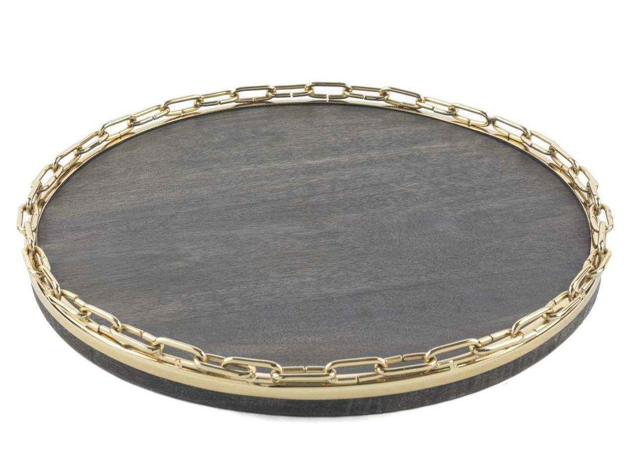 Mikasa Moor Gold Metal Yuvarlak 38 Cm Ahşap Tepsi - Güzel Home - Tepsi