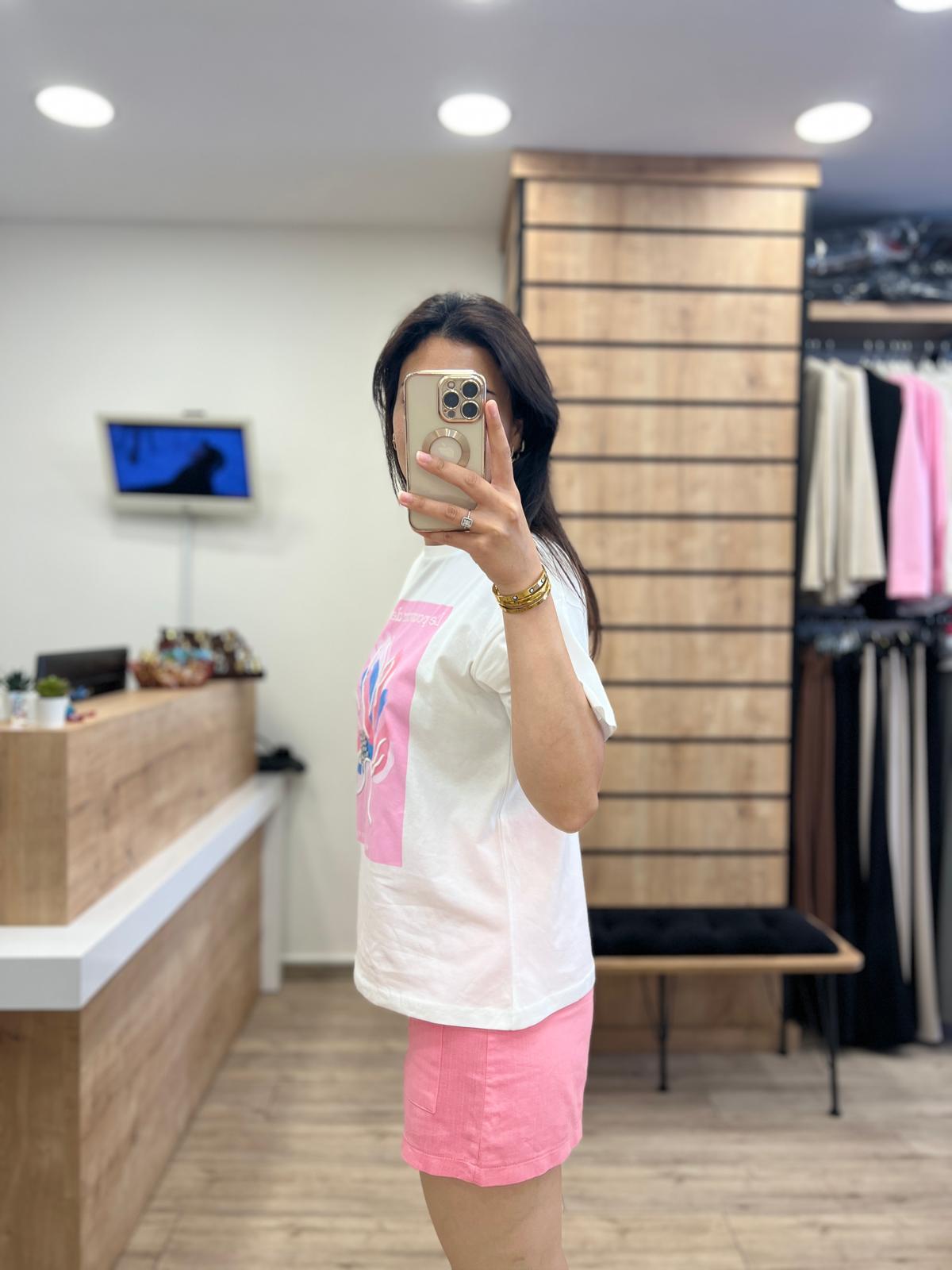 Pembe Desenli T-Shirt