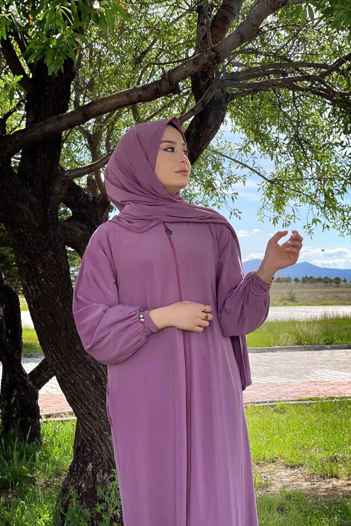 Sayra Shawl Kadın Gül kurusu şallı ferace