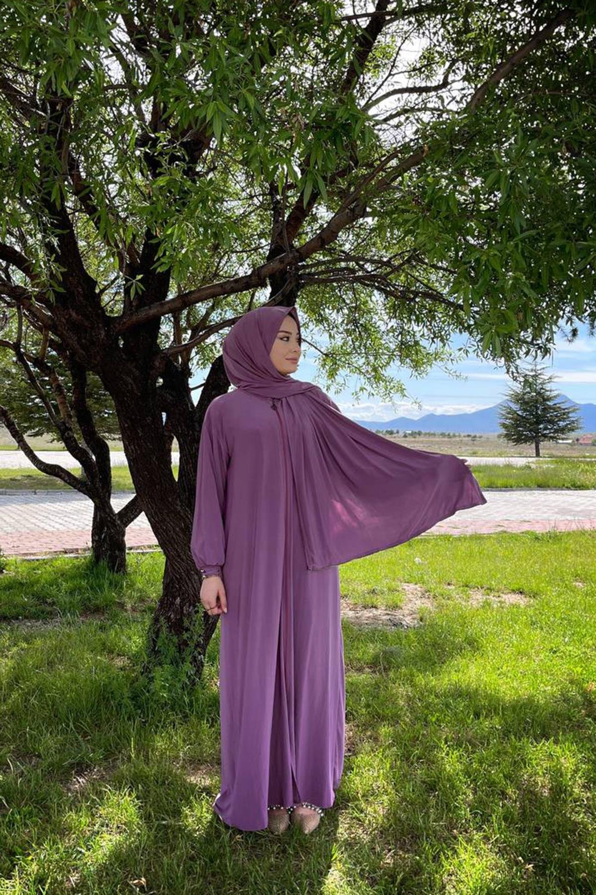 Sayra Shawl Kadın Gül kurusu şallı ferace