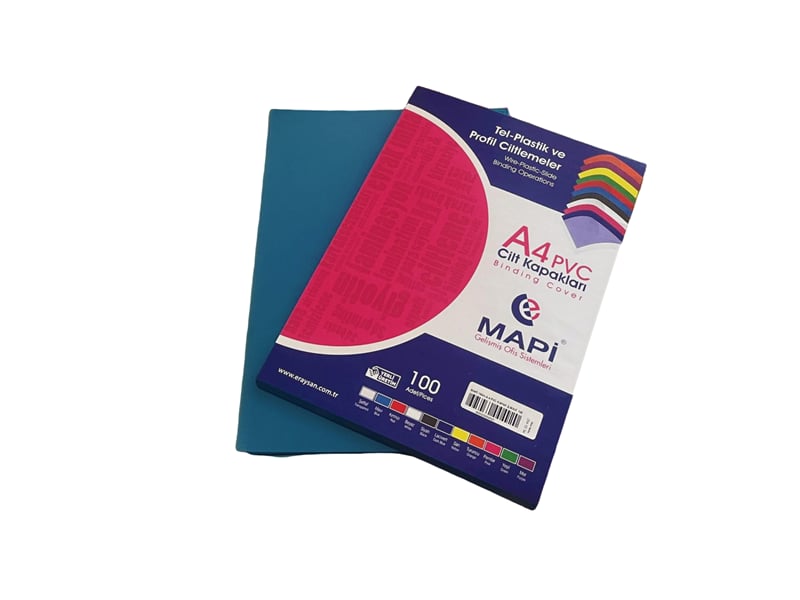 MAPİ A4 PVC ŞEFFAF CİLT KAPAK ŞEFFAF MAVİ 100 LÜ