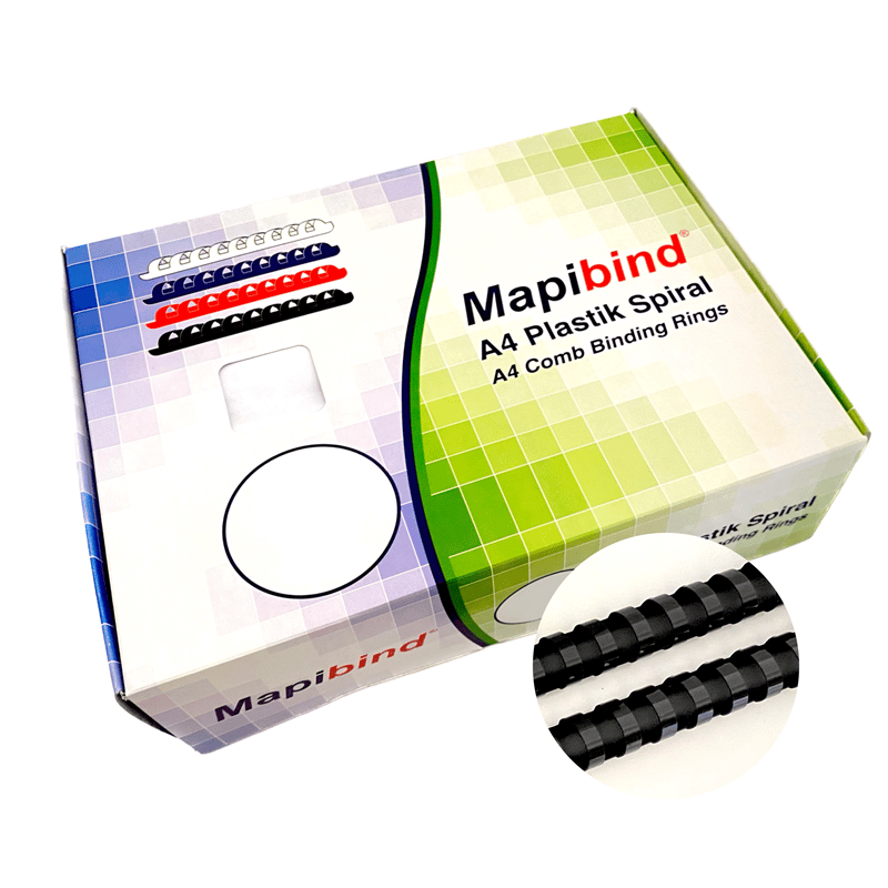 MAPİBİND 18MM PLASTİK SPİRAL SİYAH 100 AD.