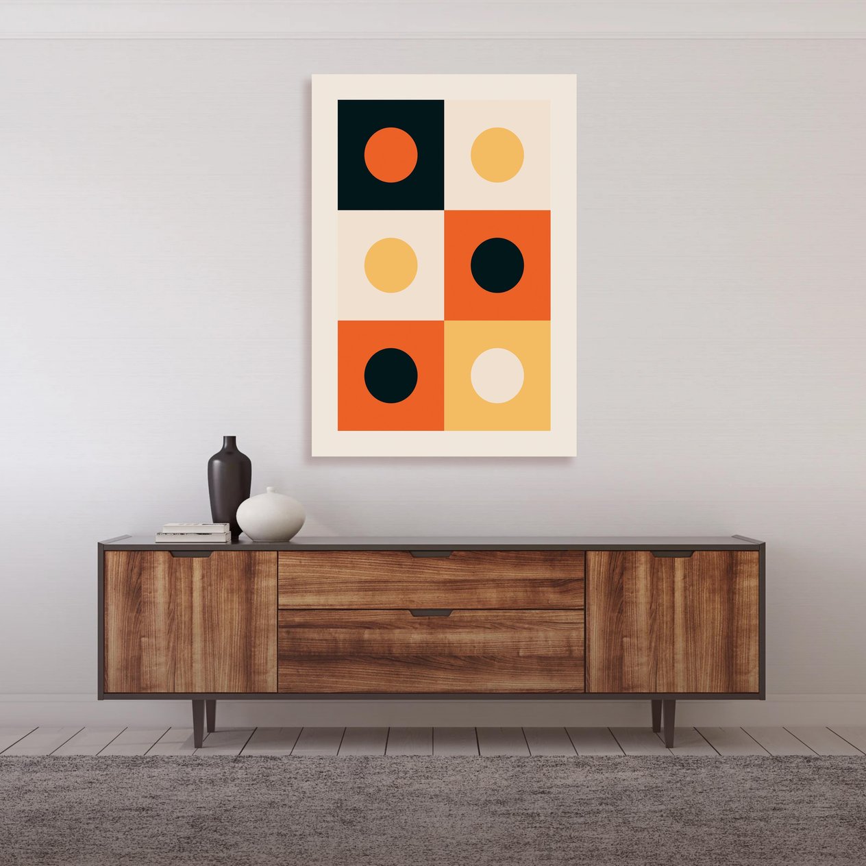 Modern Renkli Minimal Daireler Kanvas Tablo