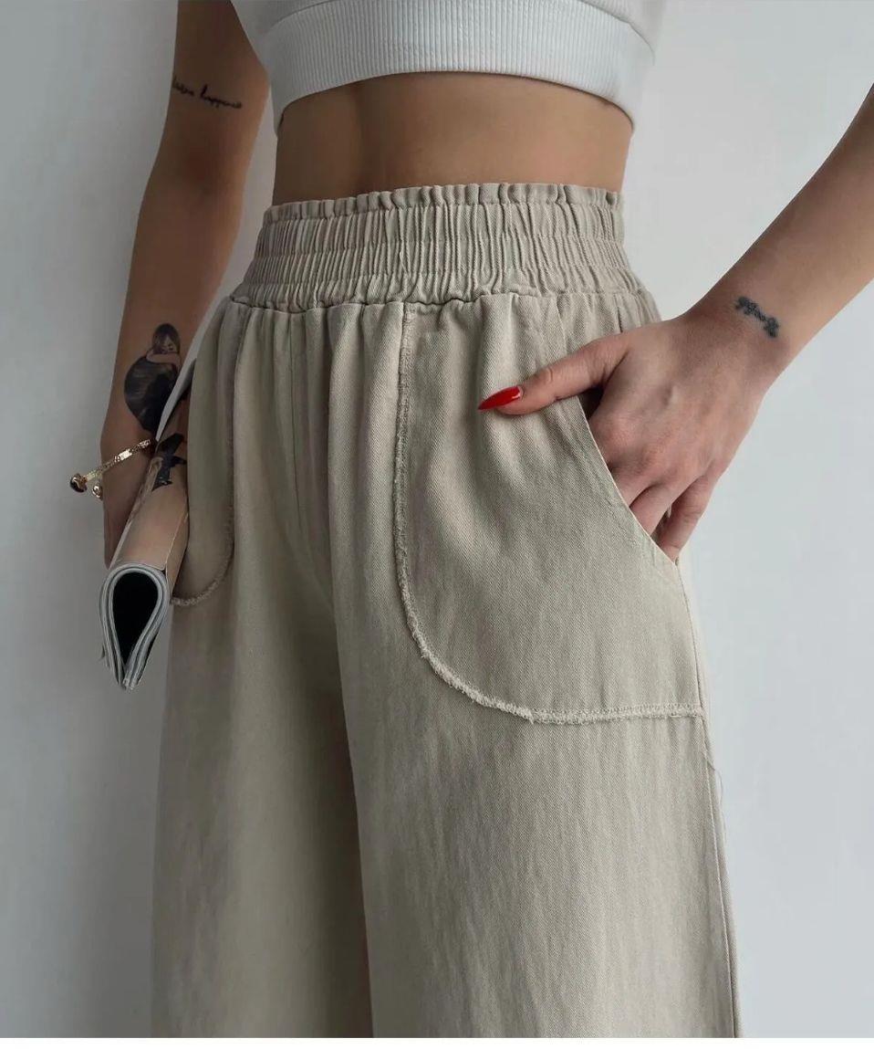 Gabardin Kumaş Bol Paça Pantolon