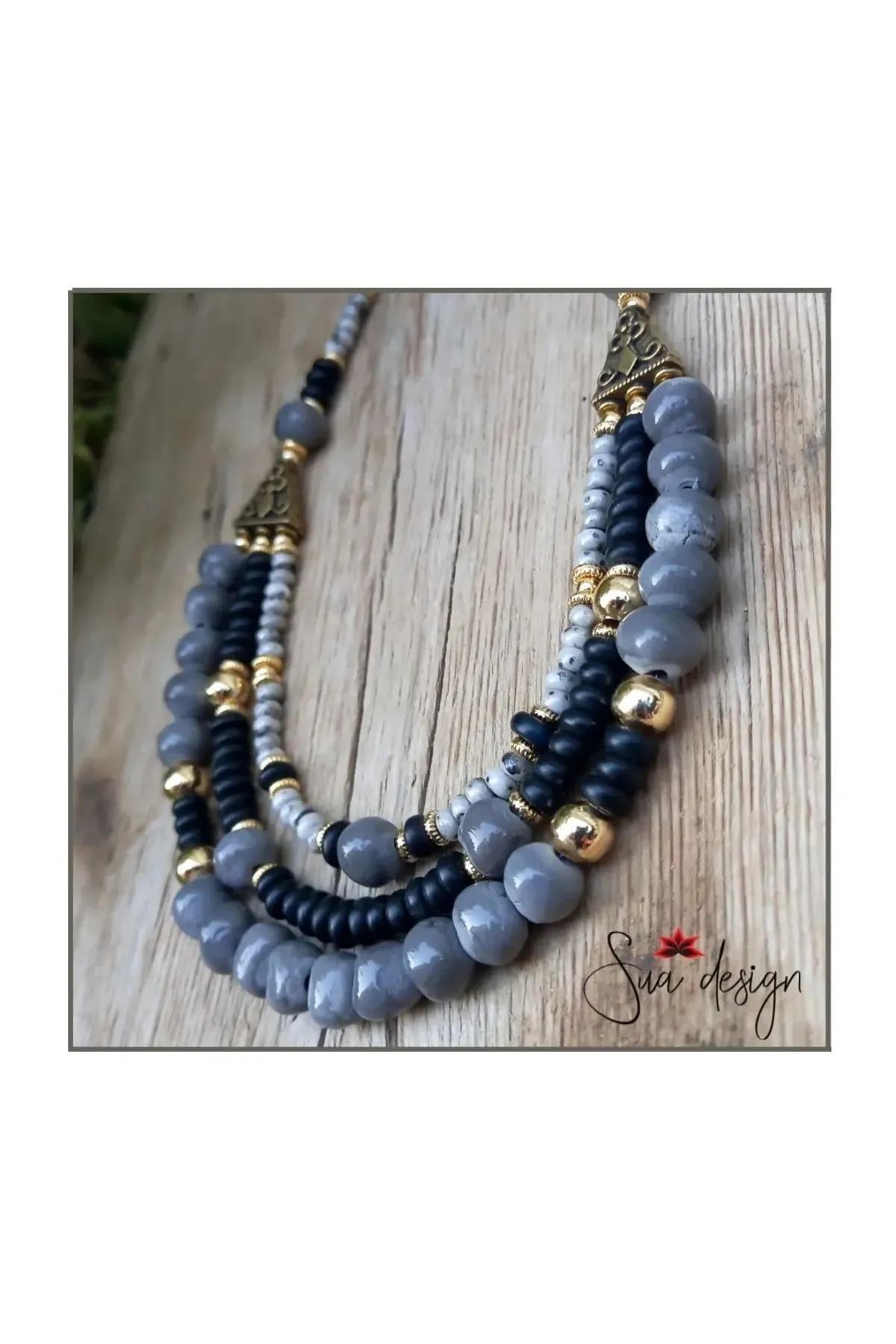 Obsidyen Taşlı Kolye