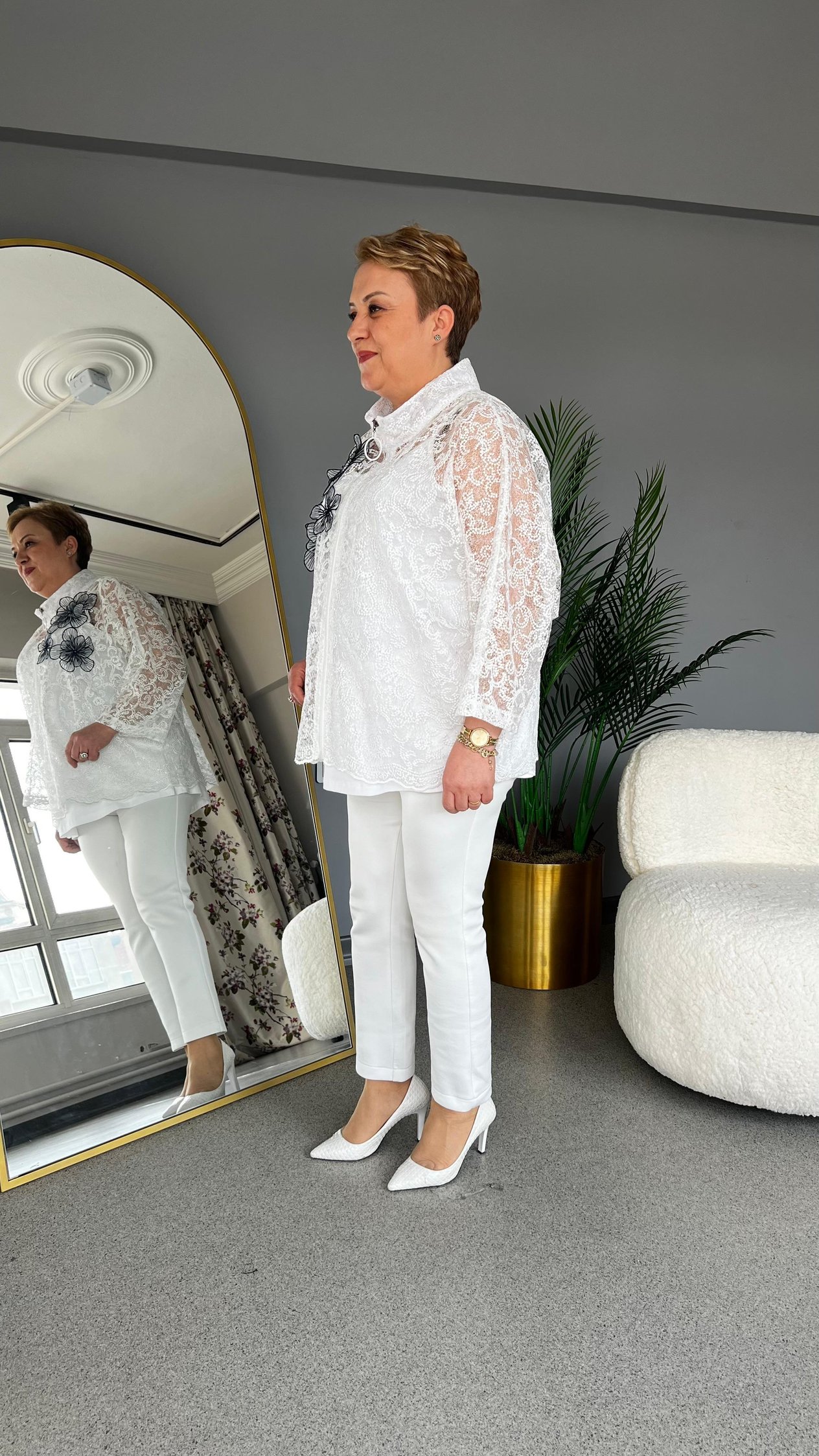 Selma Büyük Beden Dantel Ceket