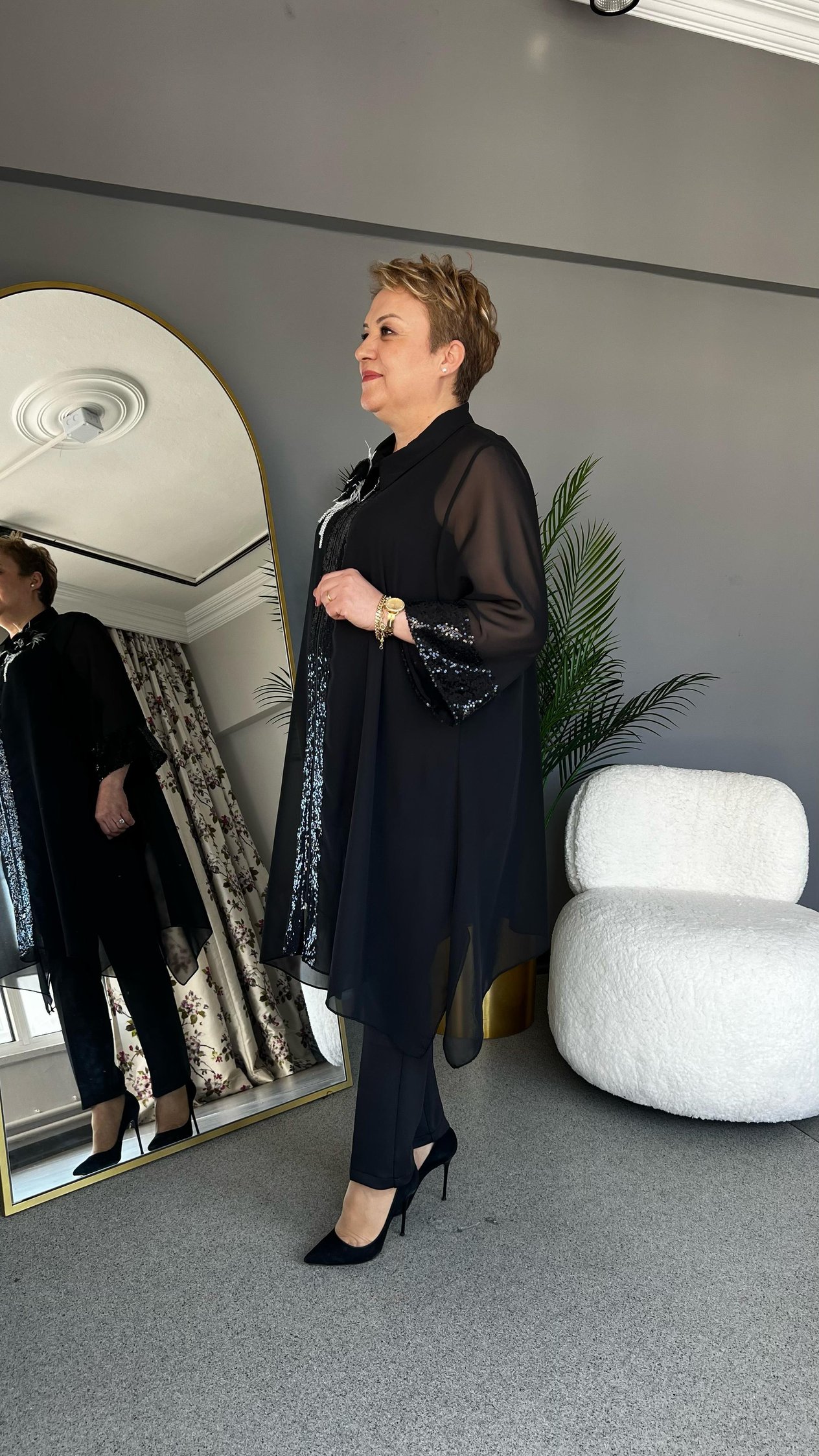 Selma Büyük Beden Fermuarlı İçli Dışlı Takım