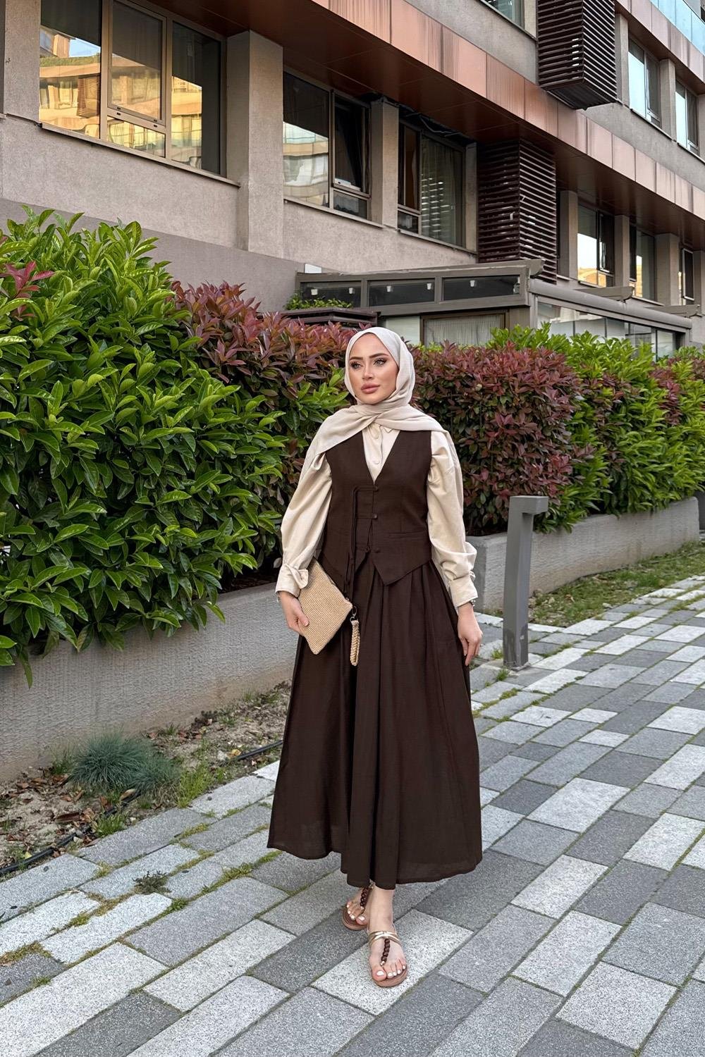 AFRA YELEKLİ HAM KETEN TAKIM