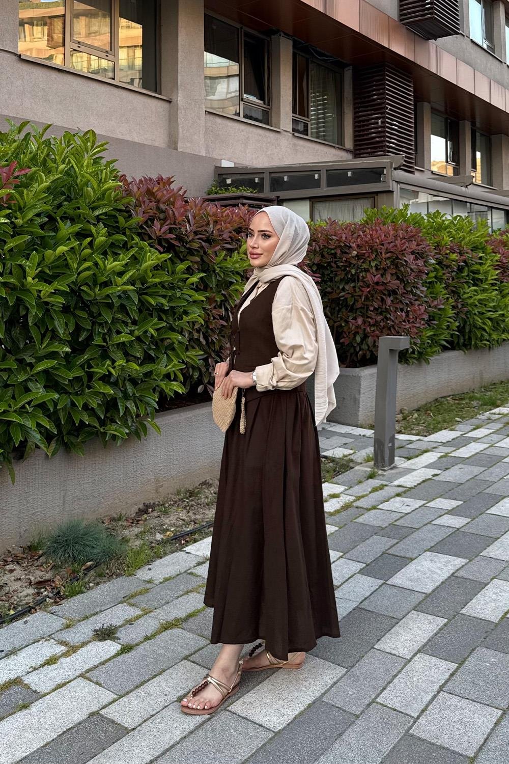 AFRA YELEKLİ HAM KETEN TAKIM