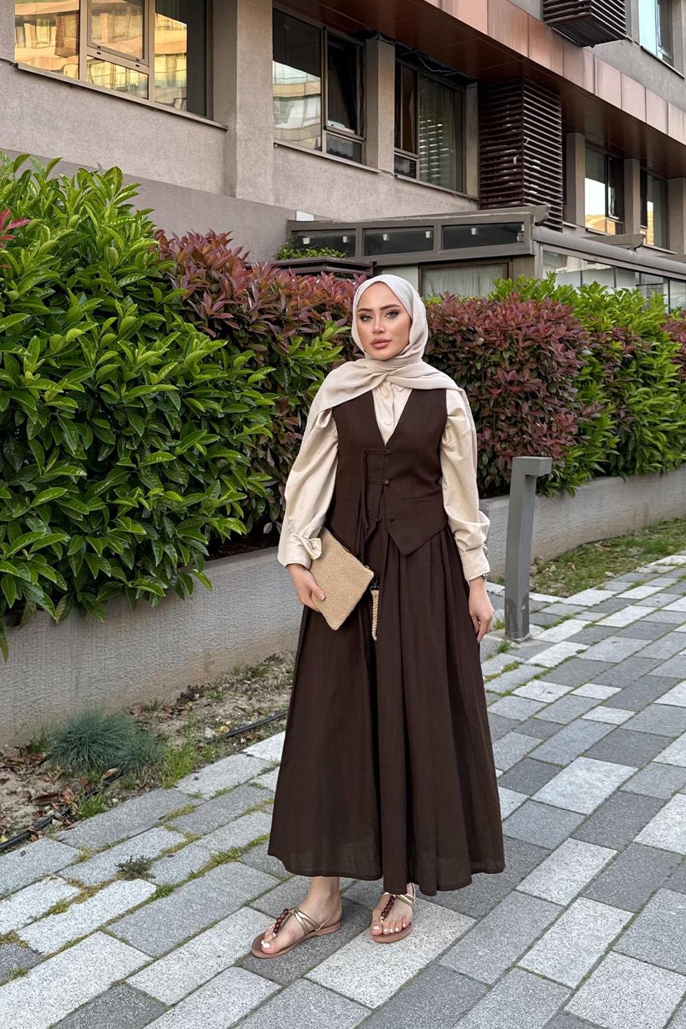 AFRA YELEKLİ HAM KETEN TAKIM