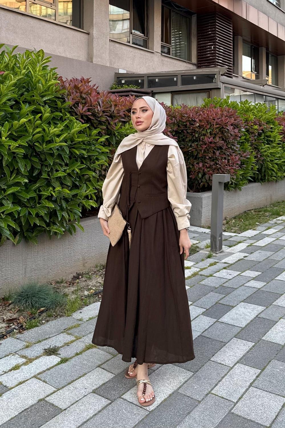 AFRA YELEKLİ HAM KETEN TAKIM
