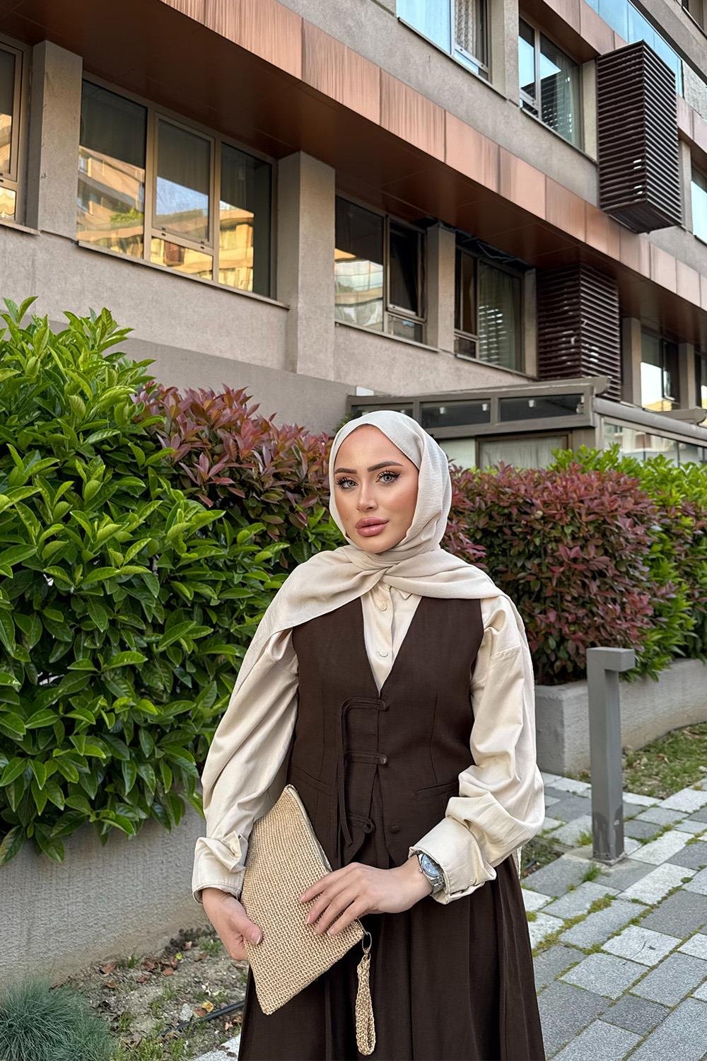AFRA YELEKLİ HAM KETEN TAKIM