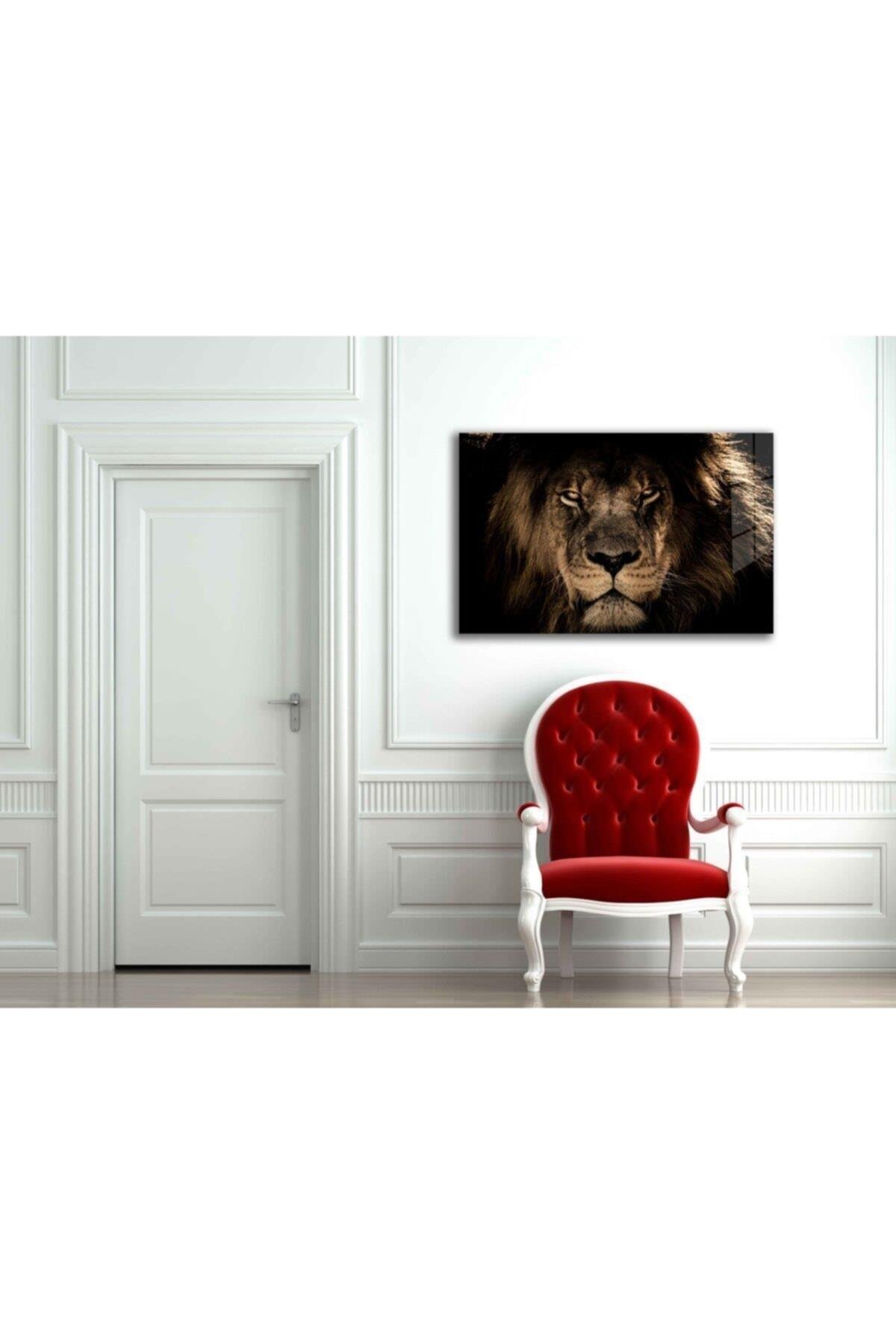 Aslan 19 Hayvan Cam Tablo