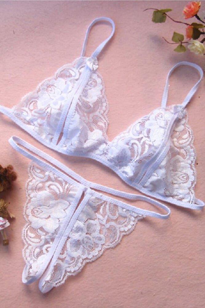 Beruflic Beyaz Dantelli Fantazi Sütyen Ve G-string Takımı Brf2090