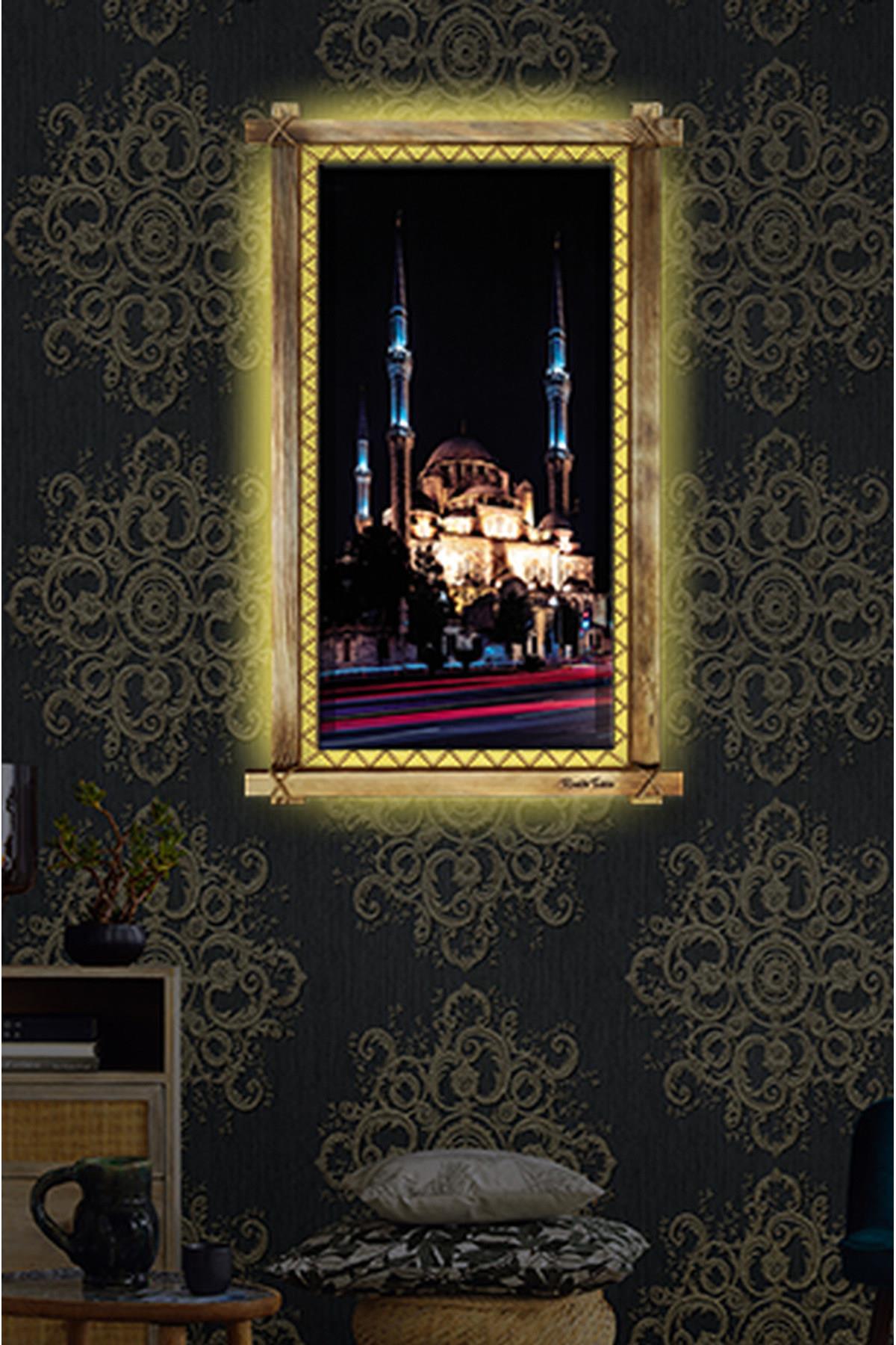 Camii LED IŞIKLI RUSTİK kanvas tablo O